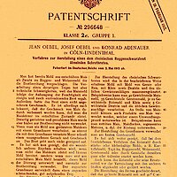 Patenturkunde für das Kölner Notzeitbrot für Konrad Adenauer