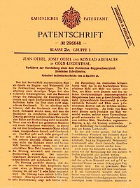 Patenturkunde f&uuml;r das K&ouml;lner Notzeitbrot f&uuml;r Konrad Adenauer